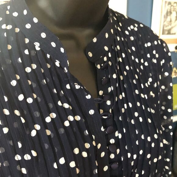 801 George SHEER Polka Dot Print Tie Waist Blouse - Picture 3 of 8